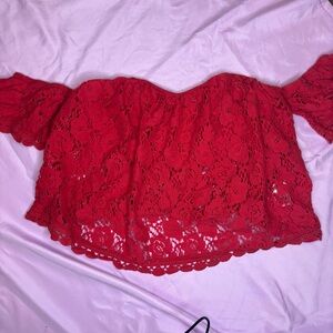 Xhilaration Red Lace Off-Shoulder Blouse